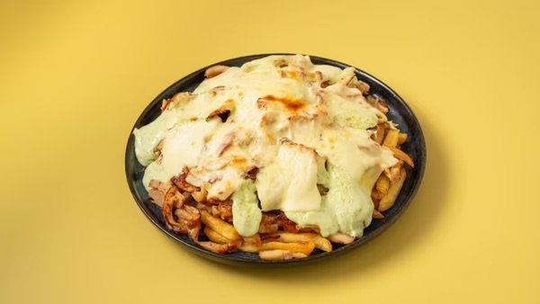 Kapsalon — fries, doner, melted cheese and salad